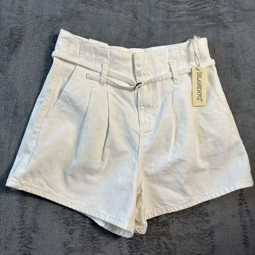 Blank NYC Womens Shorts‎ 27 White High Rise Denim Belt Classic Minimalist Preppy